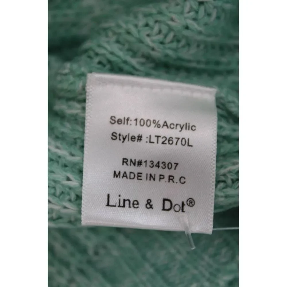 Line And Dot Womens Long Sleeve Crop Pullover Cable-Knit Sweater Green Size XS
